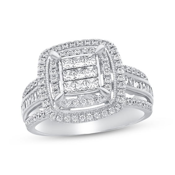 Diamond Engagement Ring 1 ct tw Princess/Round-cut 10K White Gold