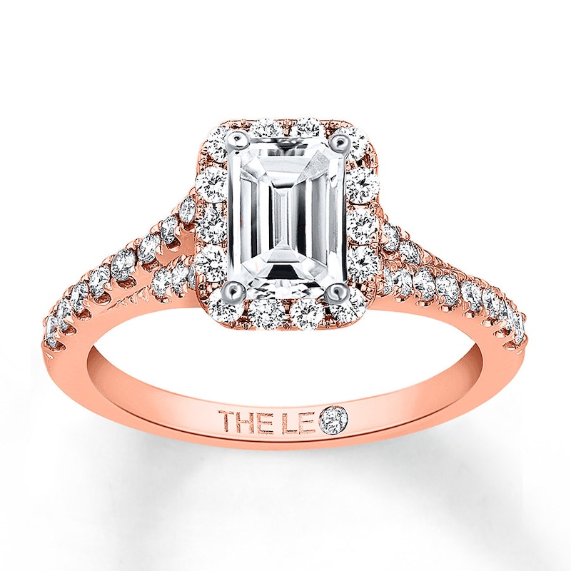 THE LEO Diamond Engagement Ring 1 ct tw Emerald/Round 14K Rose Gold