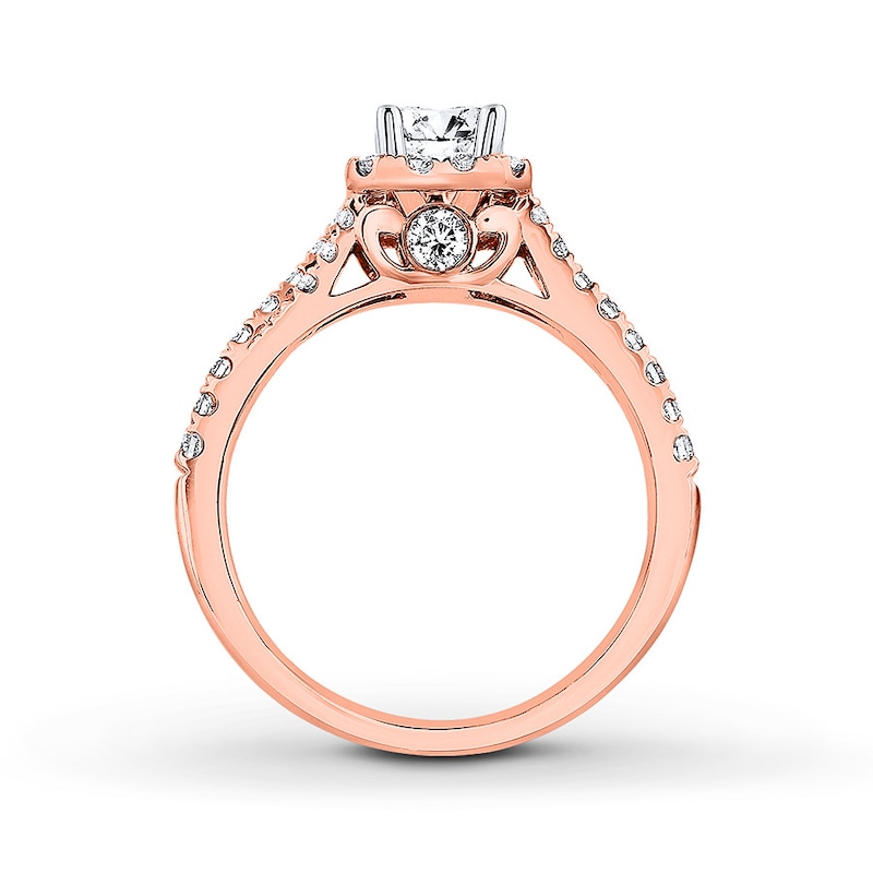 THE LEO Diamond Engagement Ring 1 ct tw Emerald/Round 14K Rose Gold