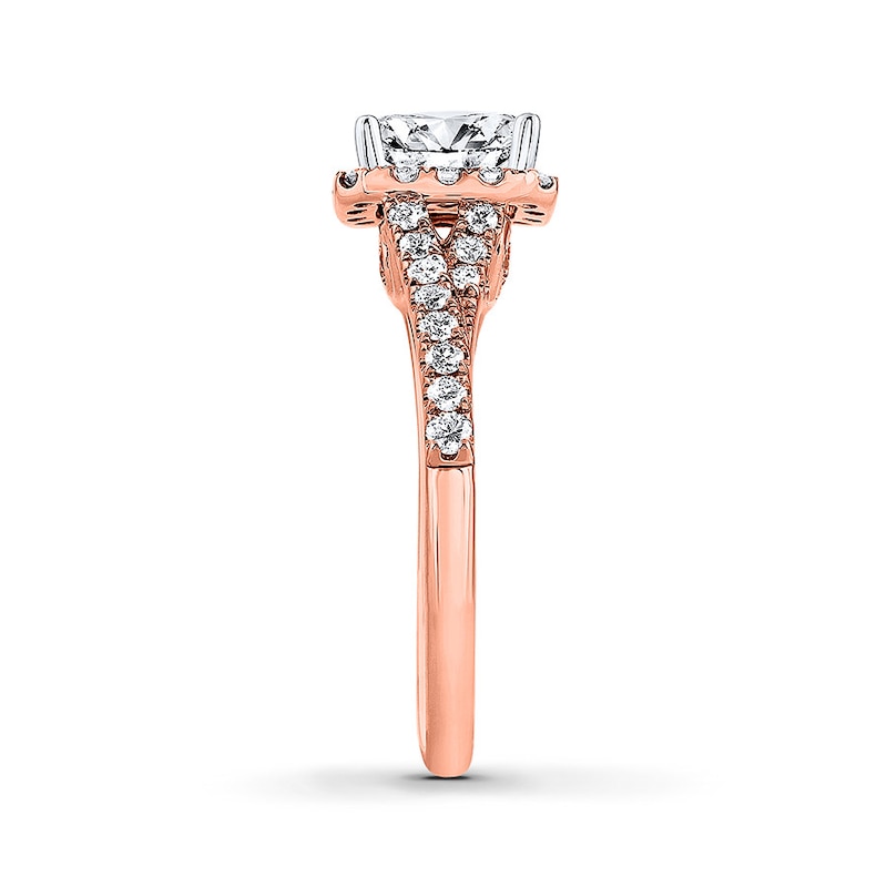 THE LEO Diamond Engagement Ring 1 ct tw Emerald/Round 14K Rose Gold