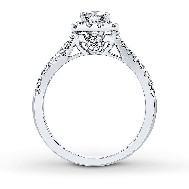 Main Image 2 of THE LEO Diamond Engagement Ring 1-3/8 ct tw Emerald & Round-cut 14K White Gold