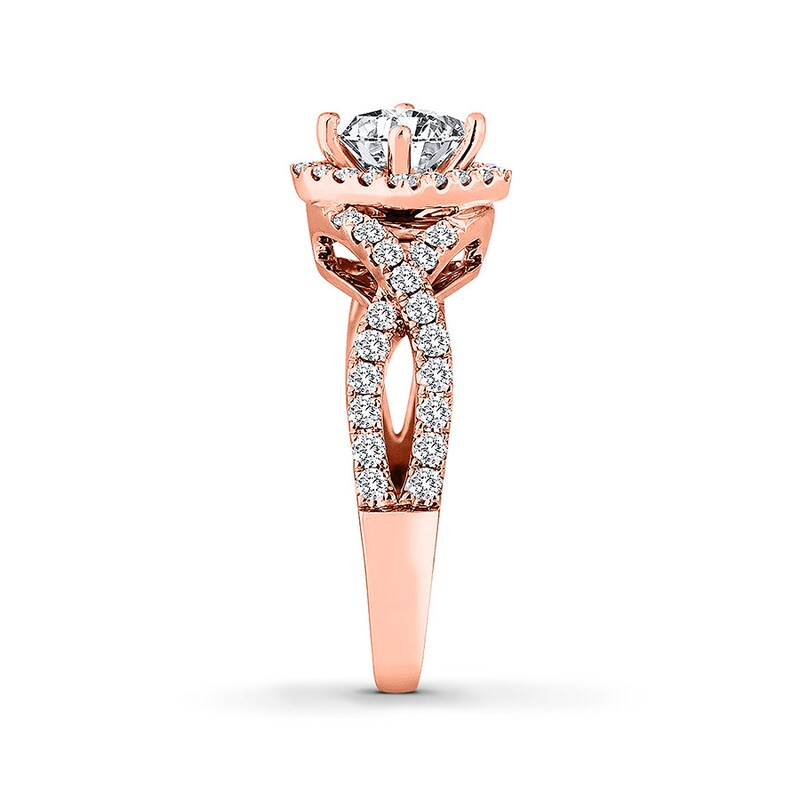 Main Image 2 of THE LEO Diamond Engagement Ring 1 ct tw Princess & Round 14K Rose Gold