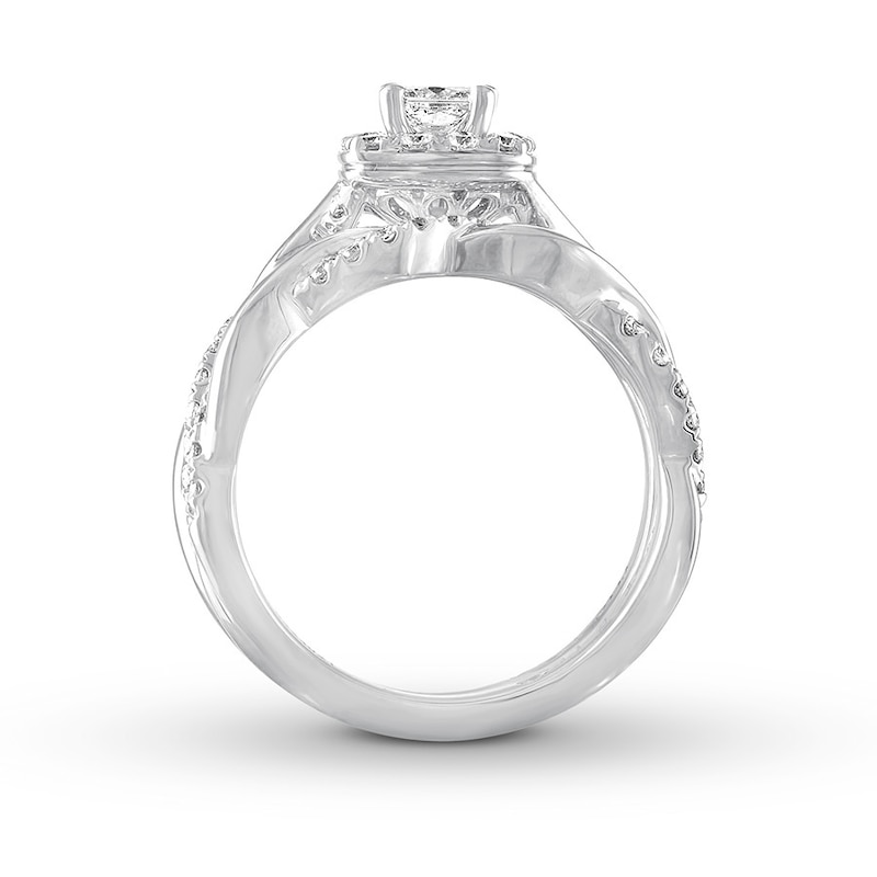 Main Image 2 of THE LEO Diamond Bridal Set 7/8 ct tw Princess & Round-cut 14K White Gold