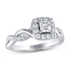Thumbnail Image 1 of THE LEO Diamond Engagement Ring 3/4 ct tw Princess & Round-cut 14K White Gold