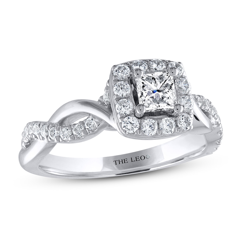 THE LEO Diamond Engagement Ring 3/4 ct tw Princess & Round-cut 14K White Gold