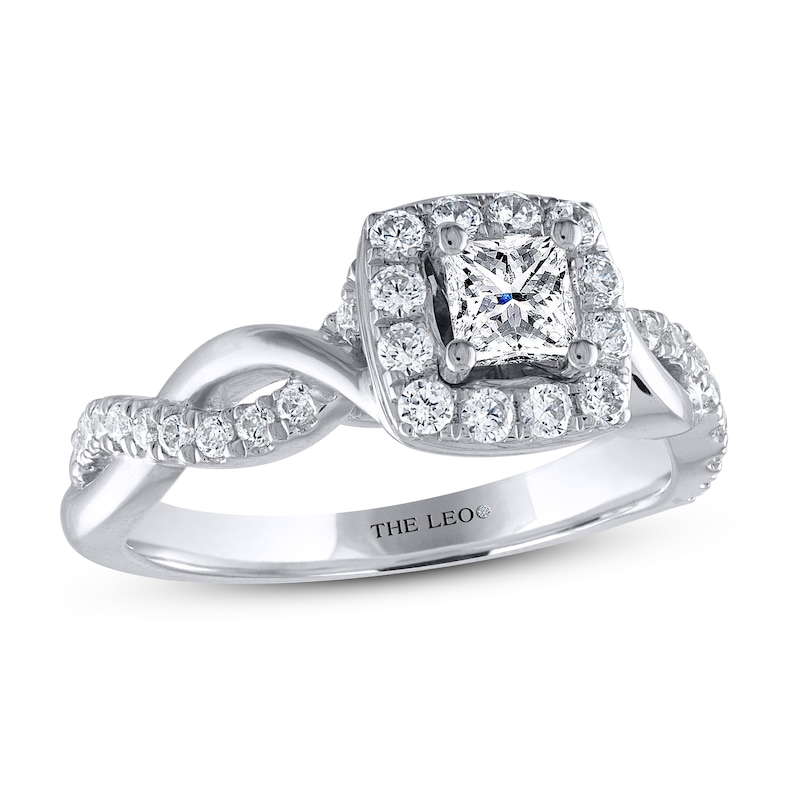 Main Image 1 of THE LEO Diamond Engagement Ring 3/4 ct tw Princess & Round-cut 14K White Gold