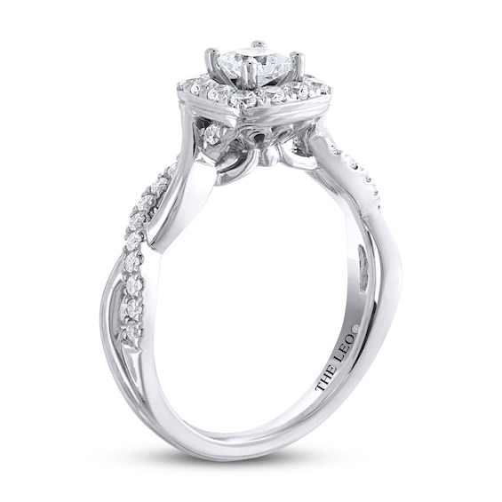 Thumbnail Image 2 of THE LEO Diamond Engagement Ring 3/4 ct tw Princess & Round-cut 14K White Gold