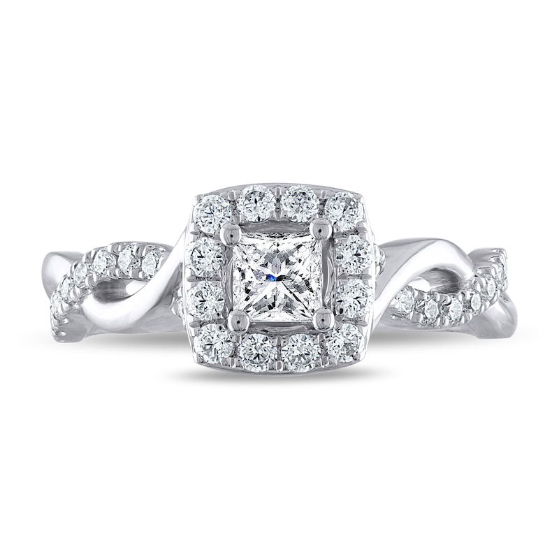 Main Image 3 of THE LEO Diamond Engagement Ring 3/4 ct tw Princess & Round-cut 14K White Gold
