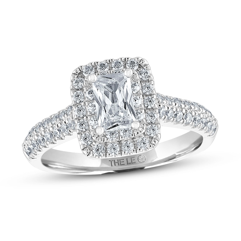 Main Image 1 of THE LEO Diamond Engagement Ring 1 ct tw Emerald & Round-cut 14K White Gold