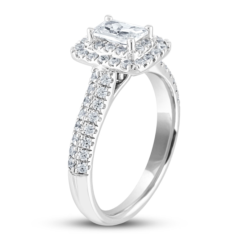 Main Image 2 of THE LEO Diamond Engagement Ring 1 ct tw Emerald & Round-cut 14K White Gold