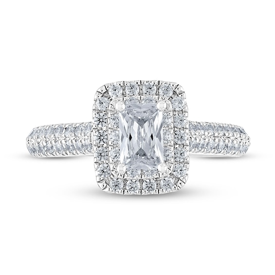 Thumbnail Image 3 of THE LEO Diamond Engagement Ring 1 ct tw Emerald & Round-cut 14K White Gold