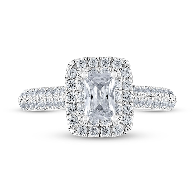 Main Image 3 of THE LEO Diamond Engagement Ring 1 ct tw Emerald & Round-cut 14K White Gold