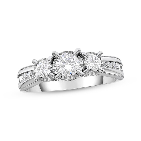 3 Stone Diamond Engagement Ring 1 Ct Tw Round Cut 10k White Gold Kay