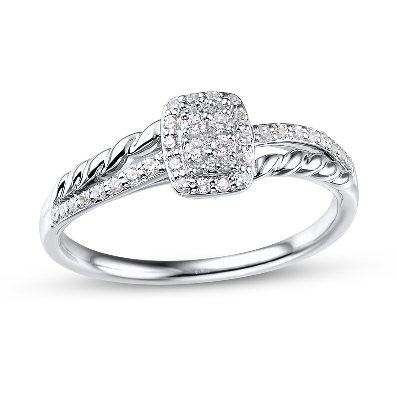 Round Diamond Twist Engagement Ring 1/4 ct tw 10K White Gold