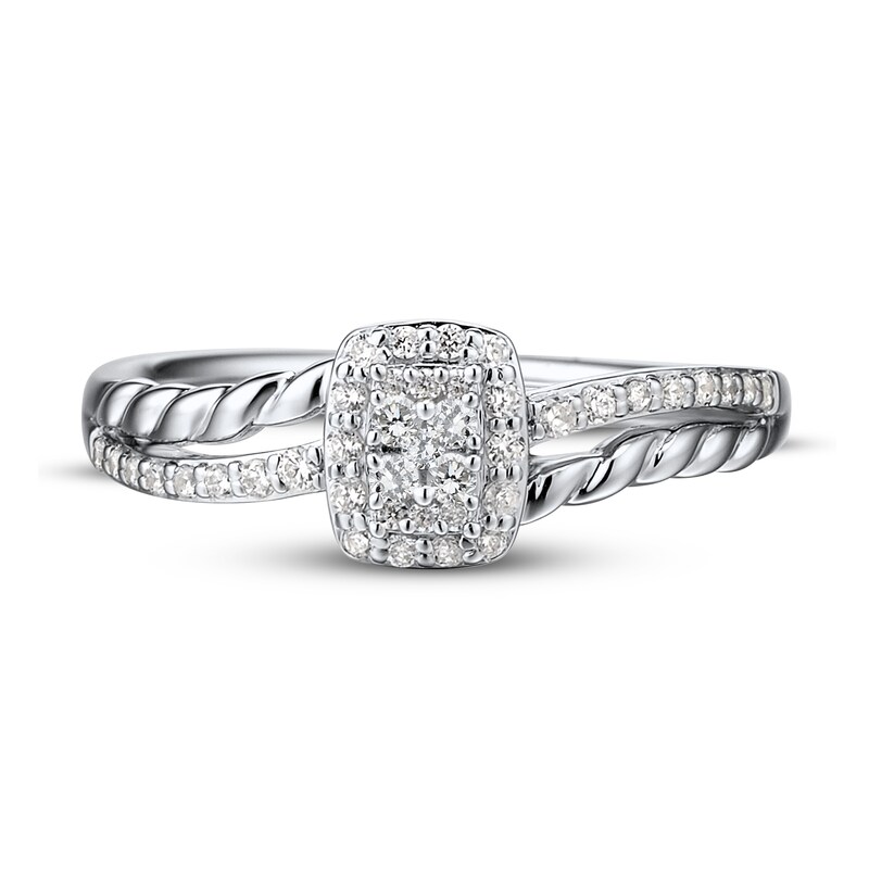 Round Diamond Twist Engagement Ring 1/4 ct tw 10K White Gold