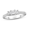 Thumbnail Image 0 of 3 Stone Diamond Engagement Ring 1/2 ct tw Princess/Round 10K White Gold