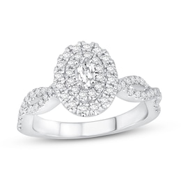 Now + Forever Diamond Engagement Ring 5/8 ct tw Oval & Round-cut 14K White Gold