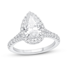 Now + Forever Diamond Engagement Ring 1-3/8 ct tw Pear & Round 14K White Gold