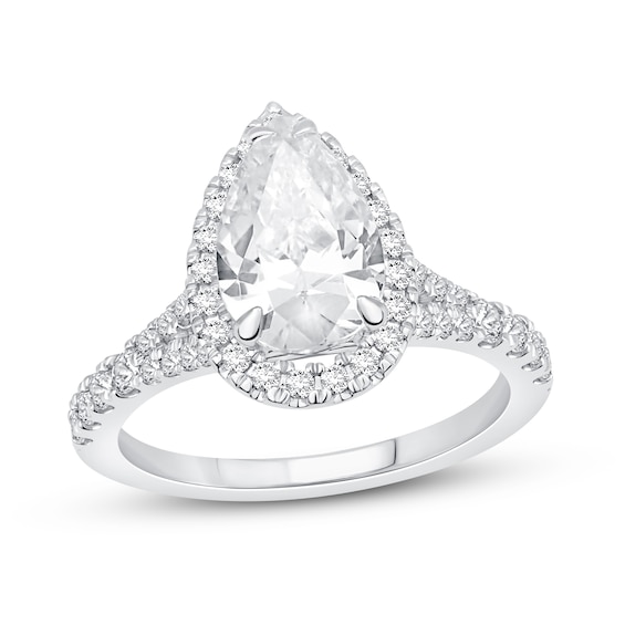 Now + Forever Diamond Engagement Ring 1-3/8 ct tw Pear & Round 14K White Gold