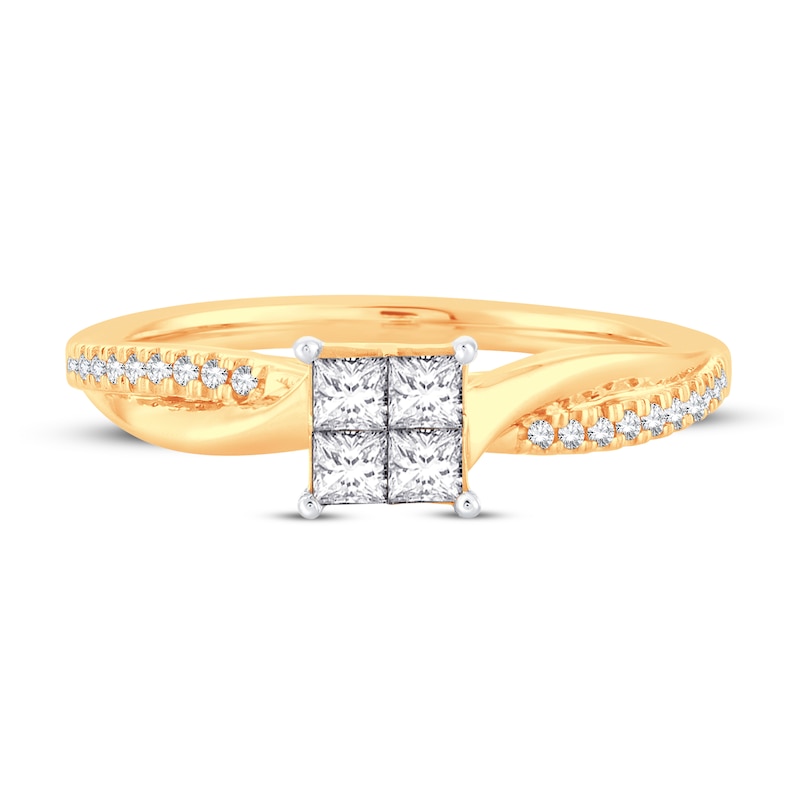 Diamond Engagement Ring 1/3 ct tw Princess & Round-cut 14K Yellow Gold