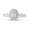 Diamond Engagement Ring 3/8 ct tw Emerald & Round-cut 14K White Gold