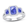 Thumbnail Image 0 of Memories Moments Magic Tanzanite & Diamond Engagement Ring 1/3 ct tw Emerald/Round-cut 10K White Gold