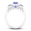 Thumbnail Image 2 of Memories Moments Magic Tanzanite & Diamond Engagement Ring 1/3 ct tw Emerald/Round-cut 10K White Gold
