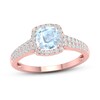 Aquamarine & Diamond Engagement Ring 1/3 ct tw  Cushion-cut 10K Rose Gold