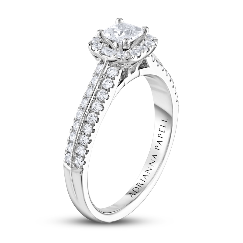 Adrianna Papell Diamond Engagement Ring 5/8 ct tw Princess, Round & Baguette-cut 14K White Gold