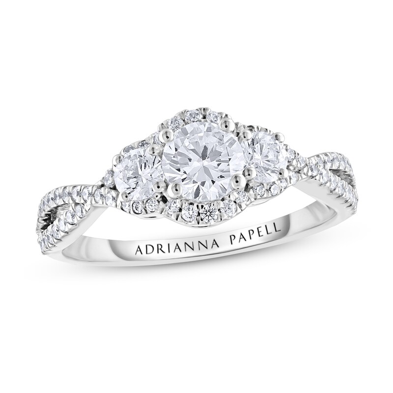 Adrianna Papell Three-Stone Diamond Engagement Ring 7/8 ct tw 14K White Gold