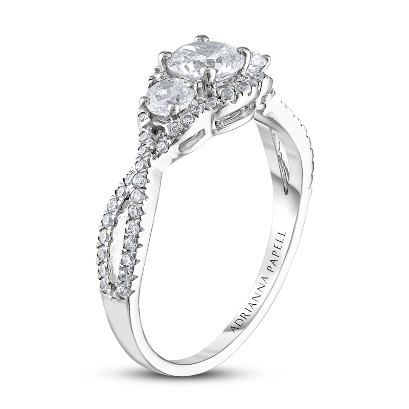 Adrianna Papell Three-Stone Diamond Engagement Ring 7/8 ct tw 14K White Gold
