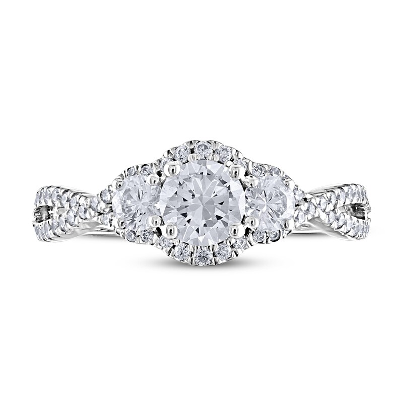 Adrianna Papell Three-Stone Diamond Engagement Ring 7/8 ct tw 14K White Gold