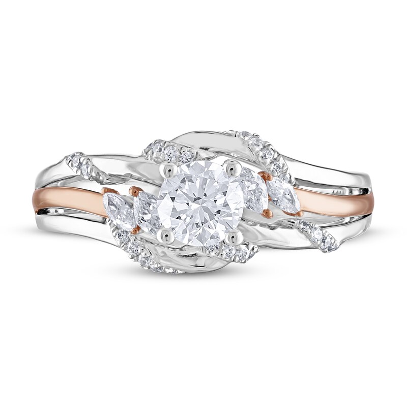 Adrianna Papell Diamond Engagement Ring 5/8 ct tw Round/Marquise-cut 14K Two-Tone Gold