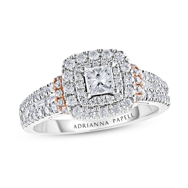 Adrianna Papell Diamond Engagement Ring 1 ct tw Princess, Baguette & Round-cut 14K Two-Tone Gold