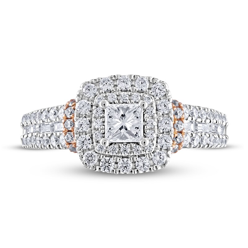 Adrianna Papell Diamond Engagement Ring 1 ct tw Princess, Baguette & Round-cut 14K Two-Tone Gold
