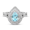 Aquamarine Engagement Ring 1/2 ct tw Diamonds Pear & Round 14K White Gold