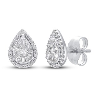 1 3 Ct T W Genuine White Diamond Studs 14k White Or Yellow Gold