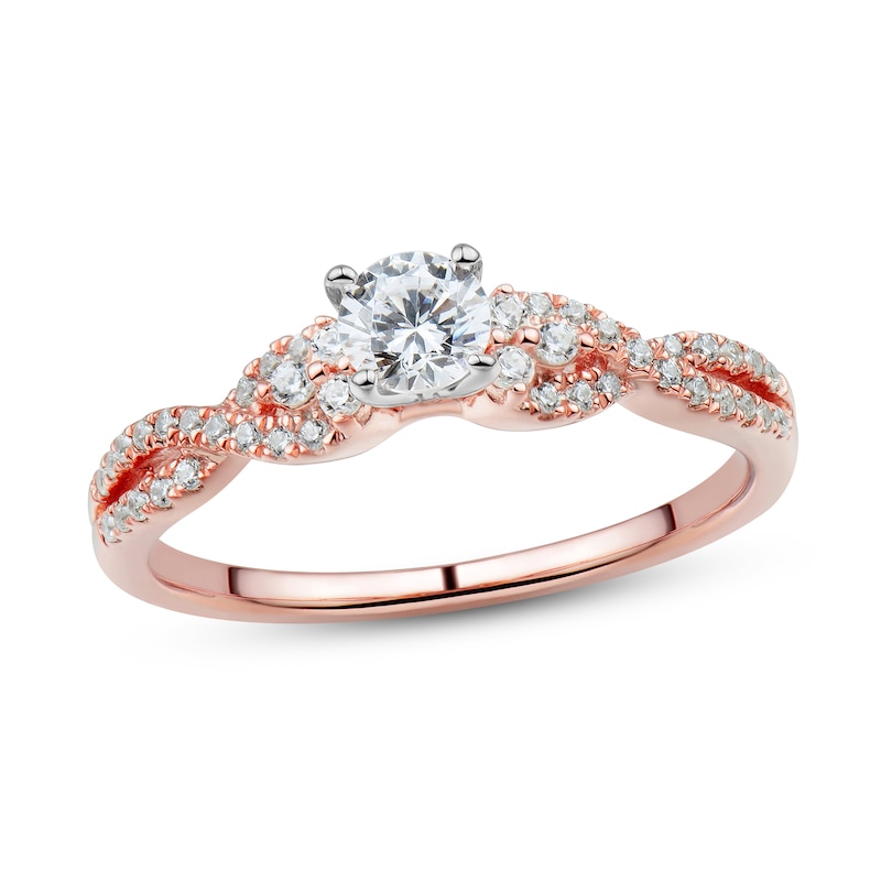 Diamond Engagement Ring 1/2 ct tw Round-cut 14K Rose Gold