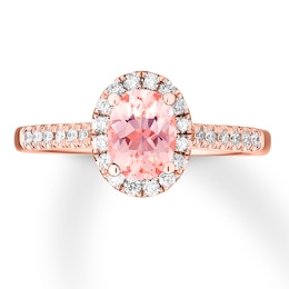 Now + Forever Morganite Engagement Ring 1/4 ct tw Diamonds 14K Rose Gold