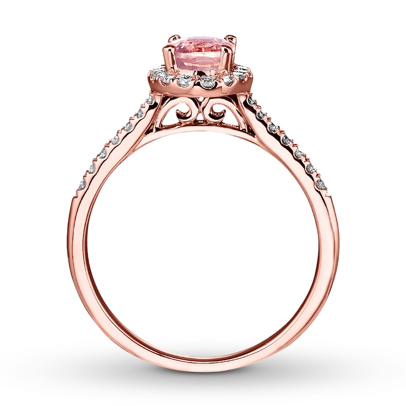 Morganite Engagement Ring 1/4 ct tw Diamonds 14K Rose Gold