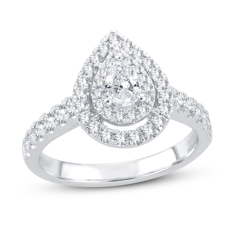0.75 - 1.50 CTW 14K Prong Setting Pear Shaped Lab Grown Diamond Engagement Ring - Kylie 14K White Gold / 1.50 CTW