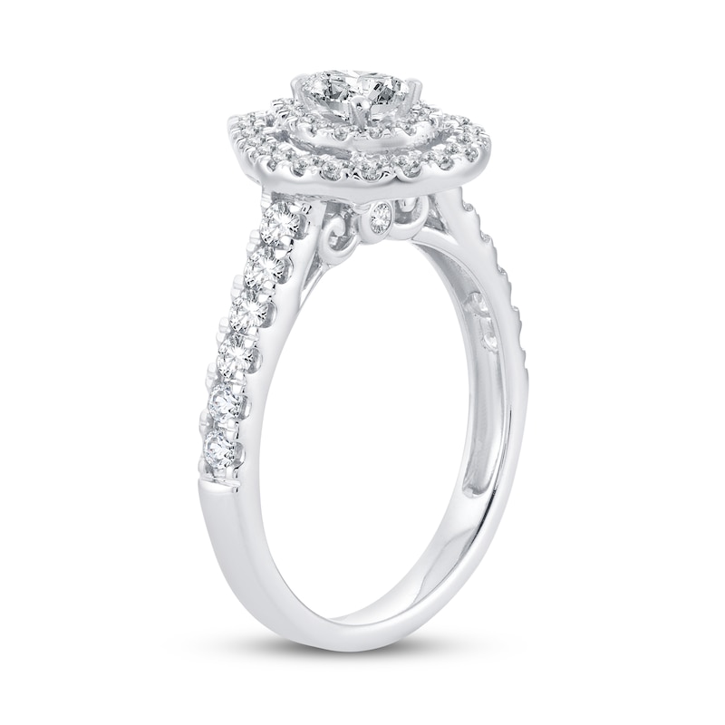 Diamond Engagement Ring 1 ct tw Pear & Round 14K White Gold