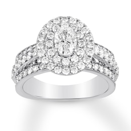 Now + Forever Diamond Engagement Ring 1-7/8 ct tw Oval & Round 14K White Gold