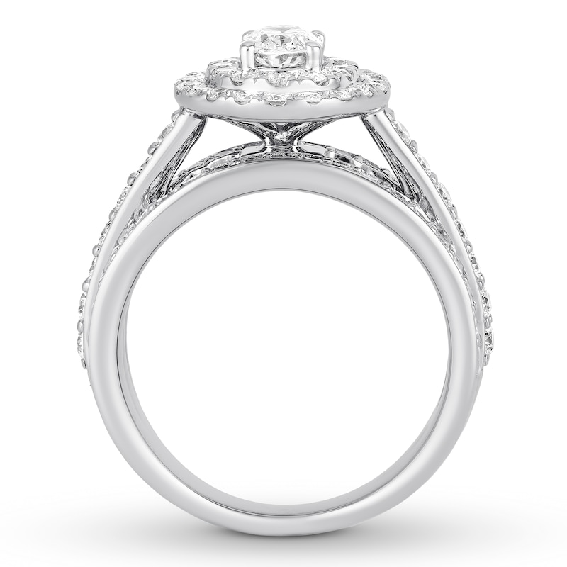 Diamond Engagement Ring 1-7/8 ct tw Oval & Round 14K White Gold