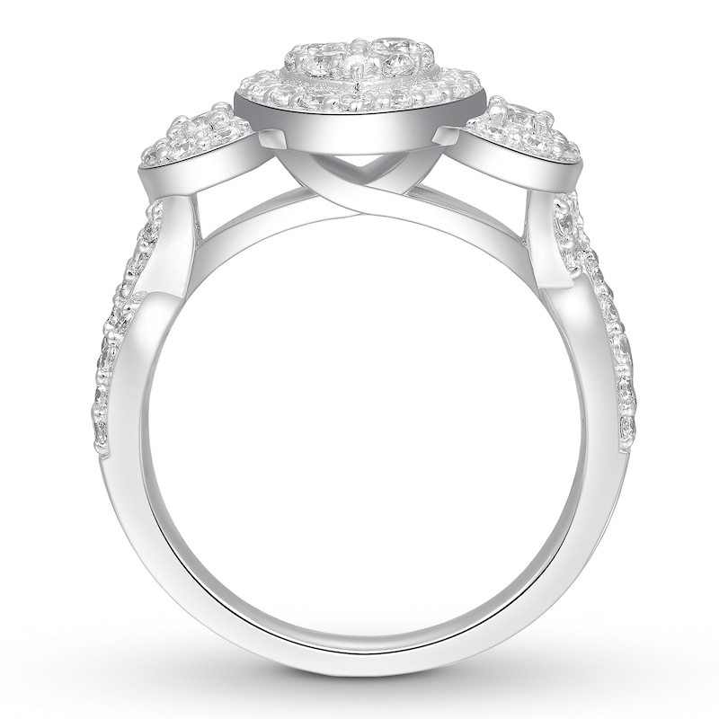 Diamond Heart Engagement Ring 1 ct tw Round-cut 14K White Gold