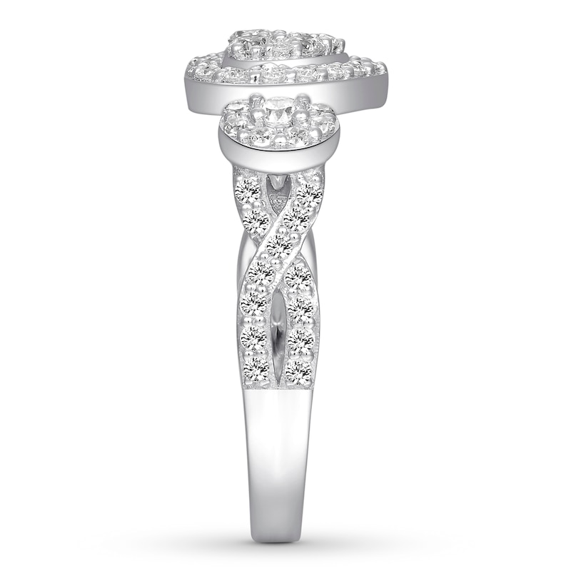 Diamond Heart Engagement Ring 1 ct tw Round-cut 14K White Gold