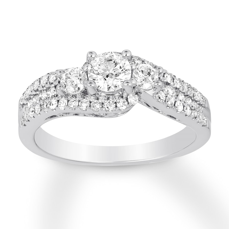 Three-Stone Diamond Ring 1-3/8 ct tw Round-cut 14K White Gold