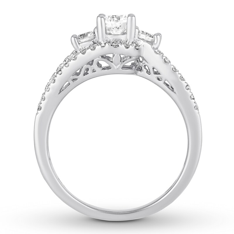 Three-Stone Diamond Ring 1-3/8 ct tw Round-cut 14K White Gold