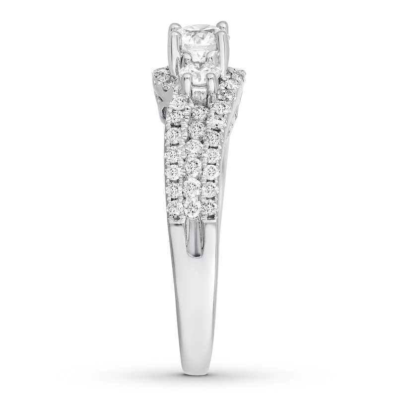 Three-Stone Diamond Ring 1-3/8 ct tw Round-cut 14K White Gold