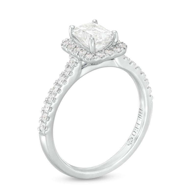 THE LEO Diamond Engagement Ring 1-1/4 ct tw Emerald & Round-cut 14K White Gold